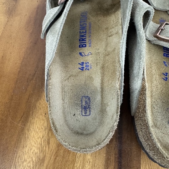 Mens Birkenstock Arizona Soft Footbed Gray Suede Slides Sandals Size EU 44 GUC - Picture 7 of 8